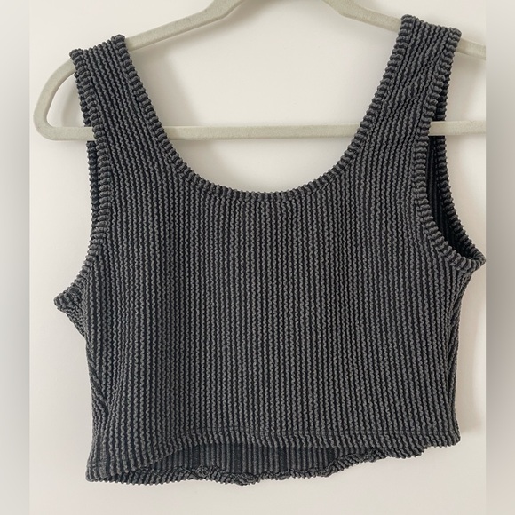 NWT Lulus Charcoal Ribbed Cropped Corset Tank Top - Women's M - Picture 3 of 5